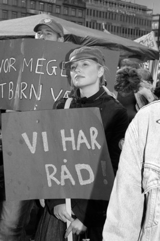 I Kbenhavn var over 500 institutioner enten blokeret eller i strejke den 3. oktober, i protest mod kommunens besparelser  men ogs i solidaritet med kollegerne i rhus. (Foto: Svend Espensen)